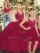 Best Selling Red Tulle Lace Up V-neck Sleeveless Floor Length Quinceanera Gown Ruffles