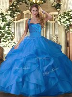 Spectacular Floor Length Ball Gowns Sleeveless Blue Quinceanera Gowns Lace Up(SKU SJQDDT1643002-3BIZ)