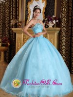 Aqua Blue For Beautiful Quinceanera Dress With Sweetheart Organza Beading ball gown In Papillion Nebraska/NE(SKU QDZY356-BBIZ)