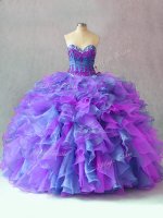 Flirting Multi-color Ball Gowns Organza Sweetheart Sleeveless Beading and Appliques and Ruffles Floor Length Lace Up Quinceanera Dresses(SKU PSSW0916-5BIZ)