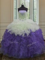 Nice Floor Length Ball Gowns Sleeveless White And Purple Sweet 16 Quinceanera Dress Lace Up(SKU PSSW007-7BIZ)