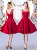 Eye-catching Red Quinceanera Court Dresses Prom and Party and Wedding Party with Ruching Scoop Sleeveless Zipper(SKU BMT0487DBIZ)