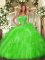 New Style Organza Sleeveless Floor Length Ball Gown Prom Dress and Beading and Ruffles