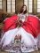 Off the Shoulder White And Red Ball Gowns Embroidery and Ruffled Layers Quinceanera Gowns Lace Up Organza and Taffeta Sleeveless