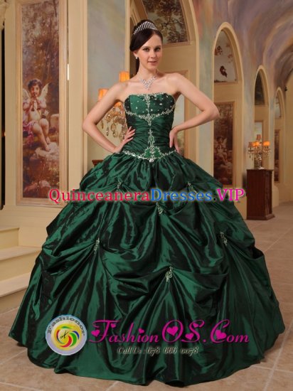 Custom Made Latest Hunter strapless Green Quinceanera Dress in Palm Desert CA - Click Image to Close