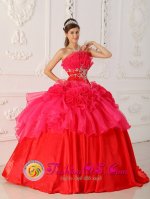 Beautiful Red Strapless Appliques Decorate Waist For Carefree AZ Quinceanera Dress(SKU QDZY325y-7BIZ)