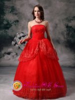 Strapless Sequin Decorate Custom Made Red Quinceanera Dama Dress In Winter Park FL