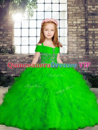 Sleeveless Beading and Ruffles Lace Up Little Girls Pageant Gowns