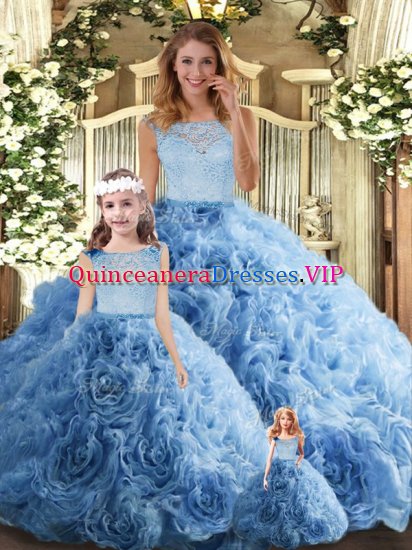 Amazing Baby Blue Zipper Sweet 16 Dress Lace Sleeveless Floor Length - Click Image to Close