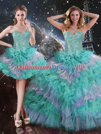 Sleeveless Beading and Ruffled Layers Lace Up Sweet 16 Dresses - Click Image to Close