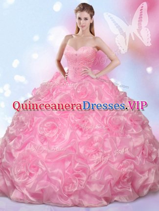 Flare Sleeveless Lace Up Floor Length Beading Quinceanera Dress