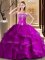 Sweetheart Sleeveless Lace Up Quinceanera Dresses Fuchsia Tulle