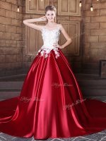 Beauteous Scoop Sleeveless Lace and Appliques Lace Up Ball Gown Prom Dress