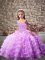 Superior Beading and Ruffled Layers Girls Pageant Dresses Lavender Lace Up Sleeveless Brush Train