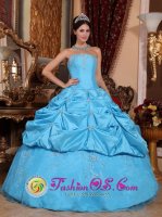 Balerna Switzerland Perfect Beaded Decorate Aqua Blue Quinceanera Dress With Exquisite Beaded Strapless Neckline