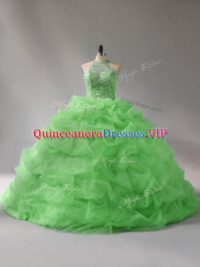 Sexy Sleeveless Court Train Beading and Pick Ups Lace Up 15th Birthday Dress - Click Image to Close