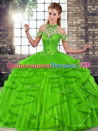 Sleeveless Lace Up Floor Length Beading and Ruffles Vestidos de Quinceanera