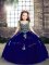 Inexpensive Royal Blue Ball Gowns Appliques Evening Gowns Lace Up Tulle Sleeveless Floor Length