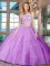 Shining Two Pieces Sweet 16 Dress Lilac Scoop Tulle Sleeveless Floor Length Backless