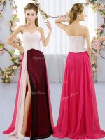 Low Price Multi-color Empire Sweetheart Sleeveless Chiffon Floor Length Zipper Ruching Court Dresses for Sweet 16