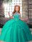 High-neck Sleeveless Lace Up Pageant Dress for Teens Turquoise Tulle