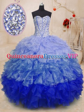 Floor Length Multi-color Ball Gown Prom Dress Sweetheart Sleeveless Lace Up