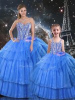 High End Sweetheart Sleeveless Organza and Tulle Sweet 16 Quinceanera Dress Ruffled Layers Lace Up