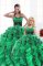 Extravagant Sleeveless Beading and Appliques and Ruffles Lace Up Ball Gown Prom Dress