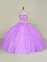 Most Popular Lilac Sleeveless Tulle Lace Up Ball Gown Prom Dress for Sweet 16 and Quinceanera(SKU PSSW0788-5BIZ)