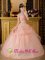 Greater Santo Domingo Dominican Republic Beaded Decorate With Baby Pink Romantic Strapless Quinceanera Dress