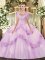 Colorful Tulle Scoop Sleeveless Clasp Handle Beading and Appliques Quinceanera Dresses in Lilac