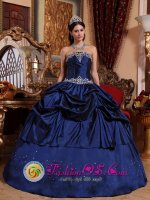 Nagua Dominican Republic Navy Blue Pick-ups Appliques and Embroidery Gorgeous Quinceanera Dress Custom Made(SKU QDZY675y-3BIZ)