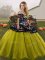 Traditional Olive Green Quince Ball Gowns Military Ball and Sweet 16 and Quinceanera with Embroidery Off The Shoulder Sleeveless Lace Up