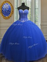 Amazing Royal Blue Lace Up Sweetheart Beading and Sequins 15 Quinceanera Dress Tulle Sleeveless(SKU PSSW0127-9BIZ)