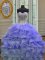 Clearance Lavender Sleeveless Floor Length Beading and Ruffles Lace Up Sweet 16 Quinceanera Dress