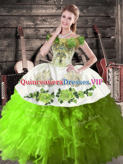 Top Selling Green Sleeveless Organza Lace Up Sweet 16 Quinceanera Dress for Sweet 16 and Quinceanera - Click Image to Close