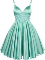 Inexpensive Knee Length A-line Sleeveless Apple Green Dama Dress Lace Up