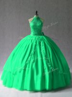 Floor Length Ball Gowns Sleeveless Green Quinceanera Gown Lace Up