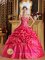 Litchfield Connecticut/CT Gorgeous Hot Pink Quinceanera Dress Strapless Floor-length Taffeta Ball Gown with Appliques, Embroidery And Pick-ups