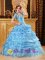 Lovely Aqua Blue Quinceanera Dress For New Castle Delaware/ DE Sweetheart Gowns With Jacket Appliques Decorate Bodice Layered Pick-ups Skirt