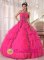 Gorgeous Paillette and applique For Fashionable Hot Pink Quinceanera Dress With Sweetheart Organza tiered skirt In Newton Kansas/KS