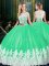 Scoop Apple Green Sleeveless Tulle Zipper Sweet 16 Dresses for Military Ball and Sweet 16 and Quinceanera