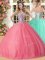 Floor Length Lace Up Military Ball Gowns Coral Red for Military Ball and Sweet 16 and Quinceanera with Beading