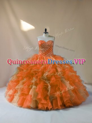 Superior Multi-color Sleeveless Organza Lace Up Vestidos de Quinceanera for Sweet 16 and Quinceanera