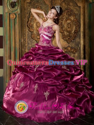 Cypress TX Beading Exquisite Burgundy Quinceanera Dress Beaded Decorate Straps Taffeta Ball Gown