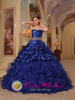 Tewkesbury Gloucestershire Organza and Taffeta With Beading Brand New Blue Sweet Fifteen Dress For Sweetheart Ball Gown