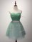 Exceptional Green A-line Beading and Ruching Court Dresses for Sweet 16 Lace Up Tulle Sleeveless Mini Length