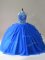 Decent Royal Blue Ball Gowns Beading Ball Gown Prom Dress Lace Up Tulle Sleeveless Floor Length