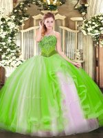 Sleeveless Beading and Ruffles Floor Length Ball Gown Prom Dress