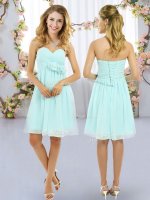 Delicate Sweetheart Sleeveless Lace Up Quinceanera Court Dresses Aqua Blue Chiffon